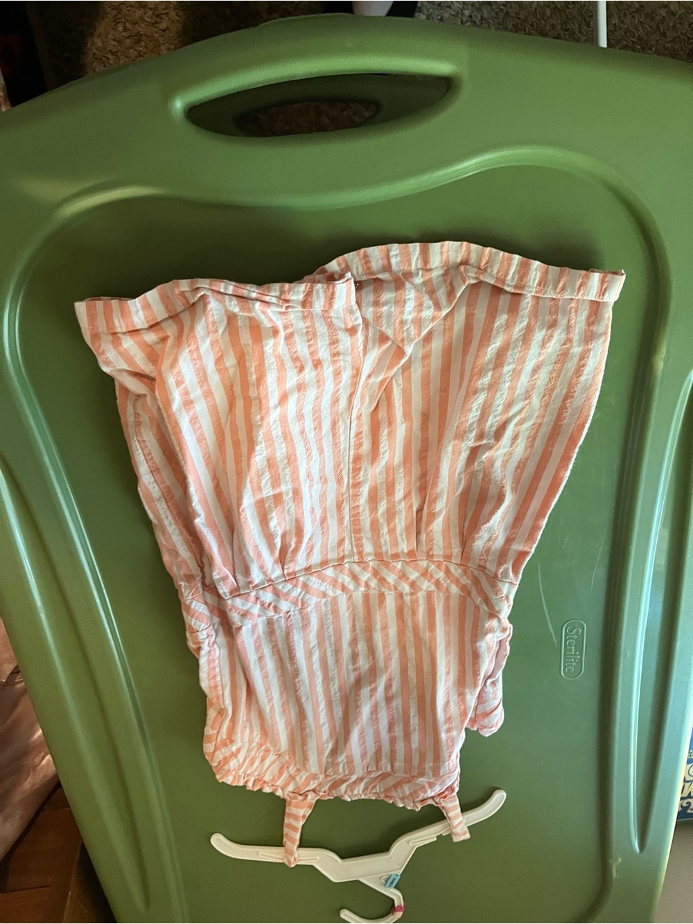 Girls Pink & White Striped Sleeveless One-Piece Shorts
